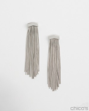 Chico's Silver Tone Tassel Earrings Earrings Silver | 193-GHVDAF