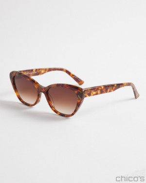 Chico's Small Cateye Sunglasses Eyewear Tort | 583-FKJSME