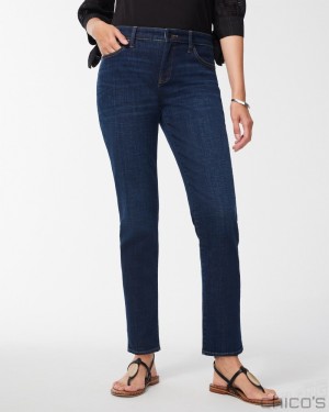 Chico's So Slimming Girlfriend Jeans Jeans & Denim Rainier Indigo | 923-FSHVLP