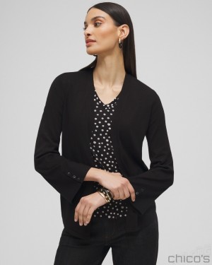 Chico's Spun Rayon Flare Sleeve Cardigan Tops Black | 054-REBWSZ