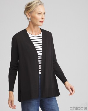 Chico's Summer Romance Cardigan Sweaters Black | 802-QHKLUZ