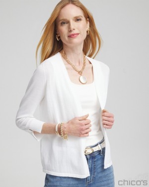 Chico's Summer Romance Short Cardigan Tops Alabaster | 519-GPKMLA