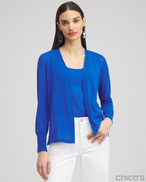 Chico's Summer Romance Topper Cardigan Sweaters Intense Azure | 296-CITGJF