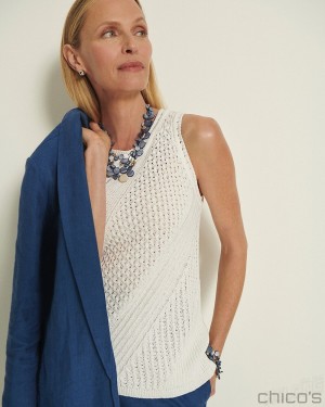 Chico's Textured Knit Tank Sweaters Alabaster | 478-DKIHBR