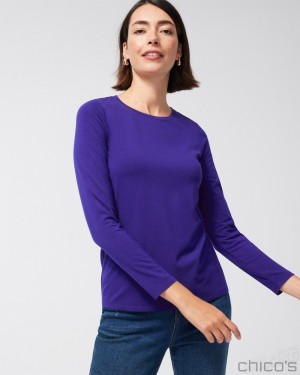 Chico's Touch of Cool Layering Tee Tees & Tanks Florentia Plum | 264-VHPZCW