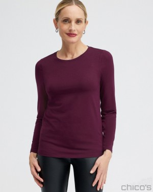 Chico's Touch of Cool Layering Tee Tees & Tanks Deep Merlot | 286-GHEFDL