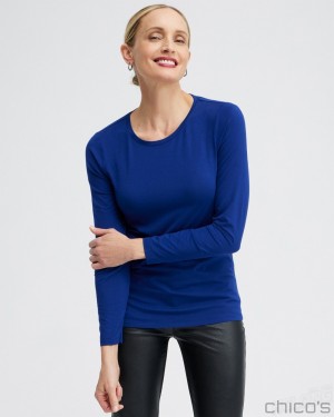 Chico's Touch of Cool Layering Tee Tees & Tanks Cobalt Night | 374-PYQHOC