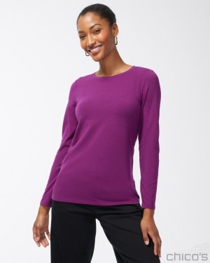 Chico's Touch of Cool Layering Tee Tees & Tanks Sweet Berry | 693-XJECLV