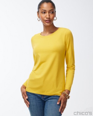 Chico's Touch of Cool Layering Tee Tees & Tanks Bright Ochre | 795-REZDIG