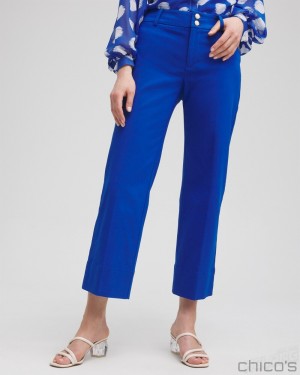 Chico's Trapunto Wide Leg Cropped Pants Pants Intense Azure | 031-ZKQHMX