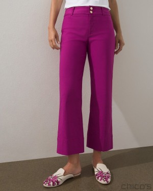 Chico's Trapunto Wide Leg Cropped Pants Pants Magenta Orchid | 495-QYLTDU