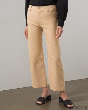 Chico's Trapunto Wide Leg Cropped Pants Pants Coriander | 732-DUZHSC