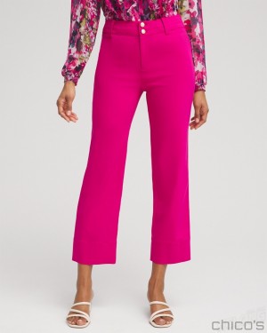 Chico's Trapunto Wide Leg Cropped Pants Pants Magenta Rose | 895-ZFRYUV