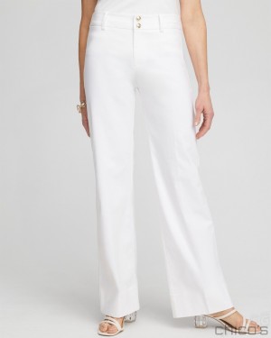 Chico's Trapunto Wide Leg Pants Pants Alabaster | 824-HFDXWJ