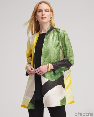 Chico's Travelers Collection Abstract Crushed Jacket Jackets & Coats Verdant Green | 259-IVPSBX