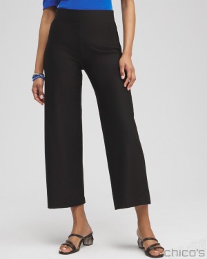 Chico's Travelers Collection Crepe Cropped Pants Pants Travelers Black | 634-QEONBU