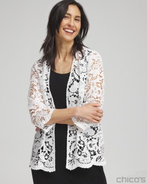 Chico's Travelers Collection Lace Jacket Jackets & Coats Travelers Winter Drift | 025-EZJVYC