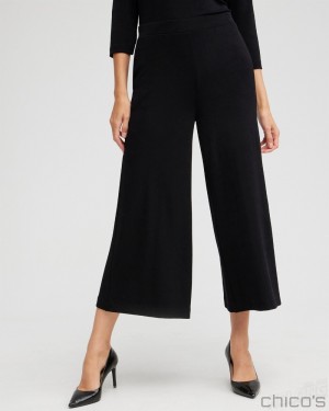 Chico's Travelers Culottes Pants Travelers Black | 794-FOGQID