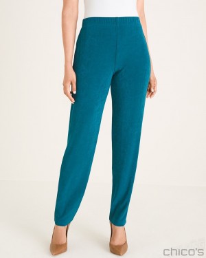 Chico's Travelers Essential Slim Pants Pants Striking Teal | 153-UQABWG