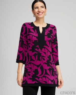 Chico's Travelers Long Sleeve Kurta Tops Fresh Plum | 156-ZRHBML