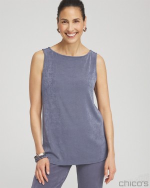 Chico's Travelers Side Slit Tank Tees & Tanks Soft Slate | 573-YCJZVM