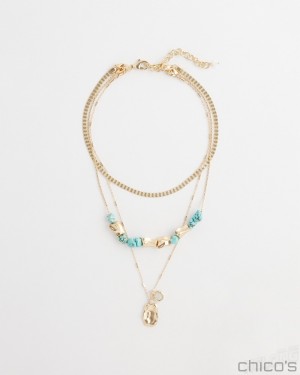 Chico's Turquoise Convertible Necklace Necklaces Turq | 834-GJIBXP