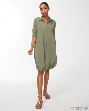 Chico's UPF Bungee Dress Dresses Dark Moss | 516-OLFRMU