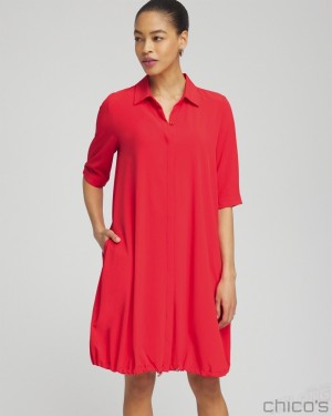 Chico's UPF Bungee Dress Dresses MADEIRA RED | 827-WCQMDH