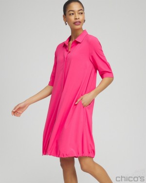 Chico's UPF Bungee Dress Dresses PINK BROMELIAD | 893-JSKFBR