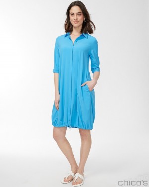 Chico's UPF Bungee Dress Dresses Poolside Blue | 472-MGRWPO