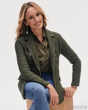 Chico's Utility Blazer Cardigan Jackets & Coats Olive | 430-SKTMXZ