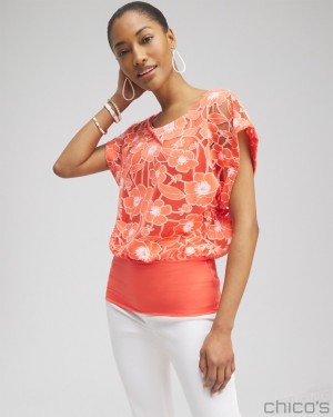 Chico's Warm Banded Hem Top Tees & Tanks Nectarine | 152-LHBDVR