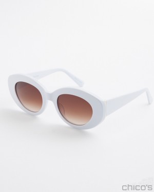 Chico's White Oval Sunglasses Eyewear White | 289-RLUNCG