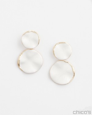 Chico's White Round Drop Earrings Earrings White | 082-VYICZW