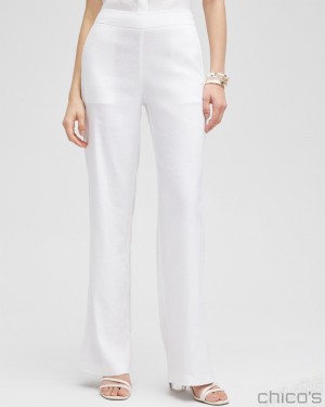 Chico's Wide Leg Linen Pants Pants Alabaster | 196-FQUGWE