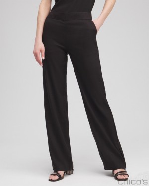 Chico's Wide Leg Linen Pants Pants Black | 308-KFZMTE