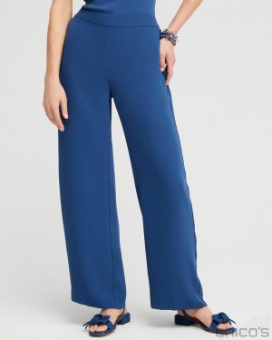 Chico's Wide Leg Soft Pants Pants Azores Blue | 410-DYMQOE