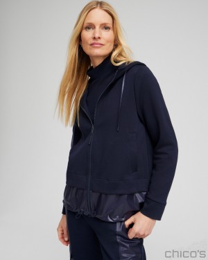 Chico's Zenergy Double Knit Mix Jacket Jackets & Coats Classic Navy | 187-FIMXPJ