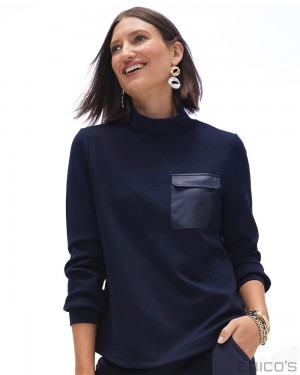 Chico's Zenergy Double Knit Top Tops Classic Navy | 670-GPURYW