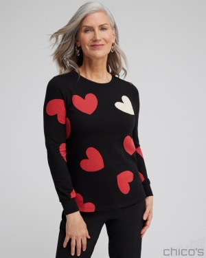 Chico's Zenergy Heart Print Pullover Tops Love Letter Red | 986-AIHOSQ