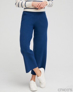 Chico's Zenergy Luxe Cashmere Blend Cropped Pants Pants Azores Blue | 296-HKIBRQ