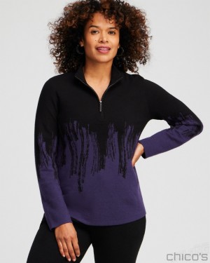 Chico's Zenergy Luxe Cashmere Blend Ombre Pullover Sweaters Dewberry | 315-BKGEHL