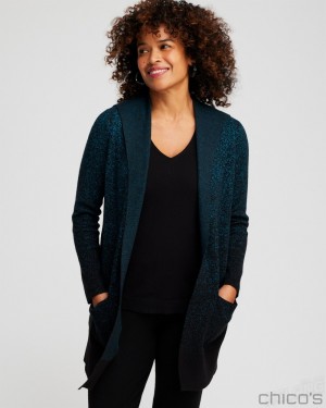 Chico's Zenergy Luxe Cashmere Blend Ombre Cardigan Jackets & Coats Moonlit Teal | 762-AIZYCK