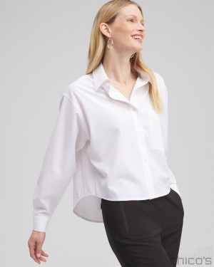 Chico's Zenergy Neema Cropped Shirt Blouses & Shirts Alabaster | 384-NYERDU