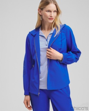 Chico's Zenergy Neema Embroidered Jacket Jackets & Coats Intense Azure | 286-LJCQDG