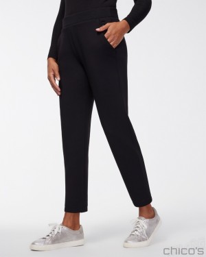 Chico's Zenergy Scuba Tapered Ankle Pants Pants Black | 571-FCEIUL