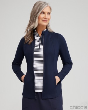 Chico's Zenergy Seamed Jacket Jackets & Coats Classic Navy | 798-EKJHTL