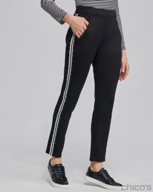 Chico's Zenergy Studded Double Knit Pants Pants Black | 164-AKIPEO