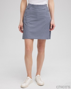 Chico's Zenergy UPF Cane Back Pleat Skort Dresses Classic Navy | 938-JQONEM