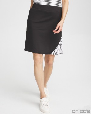 Chico's Zenergy UPF Knit Side Pleat Skort Dresses Black | 540-KIFRMP